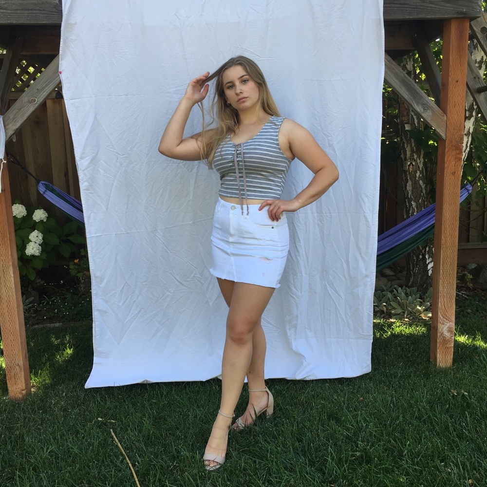 White jean skirt